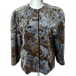 VINTAGE Tica Neutral Floral 100% Cotton Velveteen Jacket S